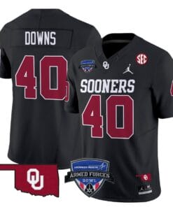 Ethan Downs Jersey #40 Oklahoma Sooners 2025 Armed Forces Bowl Patch Stitched Football 9 EN970PR