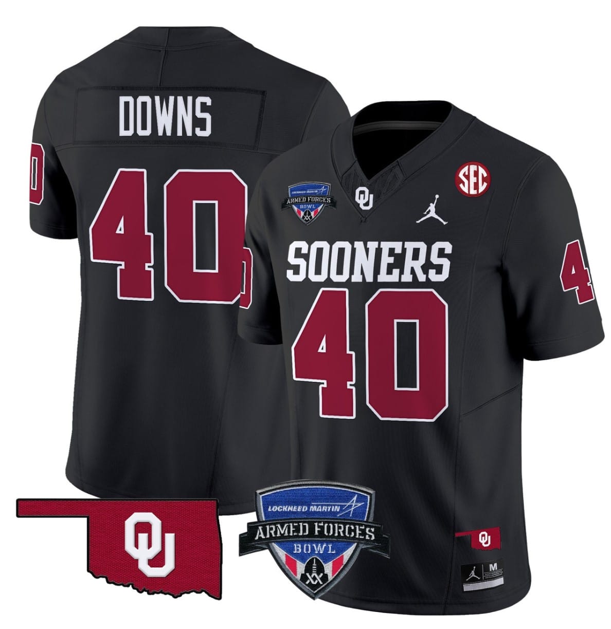 Ethan Downs Jersey #40 Oklahoma Sooners 2025 Armed Forces Bowl Patch Stitched Football 4 Ethan Downs Jersey #40 Oklahoma Sooners 2025 Armed Forces Bowl Patch Stitched Football - Image 4