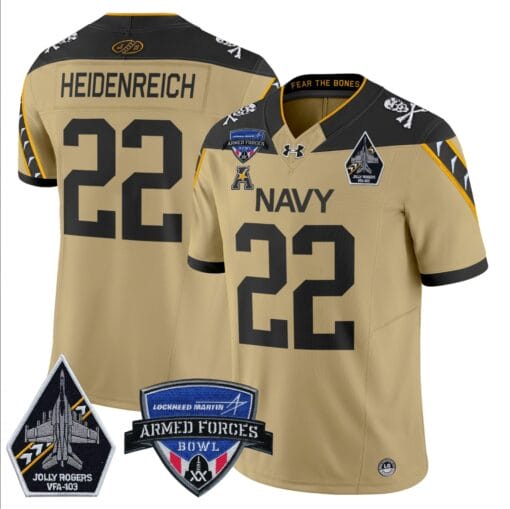 Eli Heidenreich Jersey #22 Navy Midshipmen 2025 Armed Forces Bowl Patch Stitched Football - Image 5
