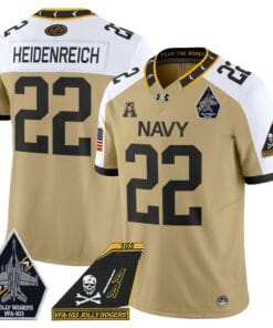 Eli Heidenreich Jersey #22 Navy Midshipmen 2024 Jolly Rogers Patch Stitched Football