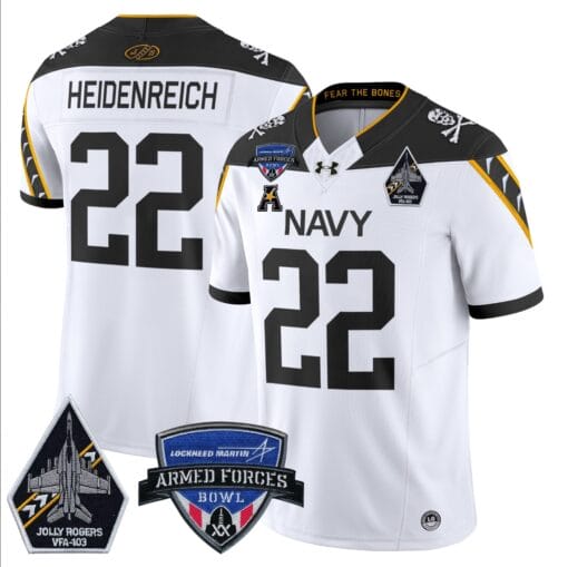 Eli Heidenreich Jersey #22 Navy Midshipmen 2025 Armed Forces Bowl Patch Stitched Football - Image 4