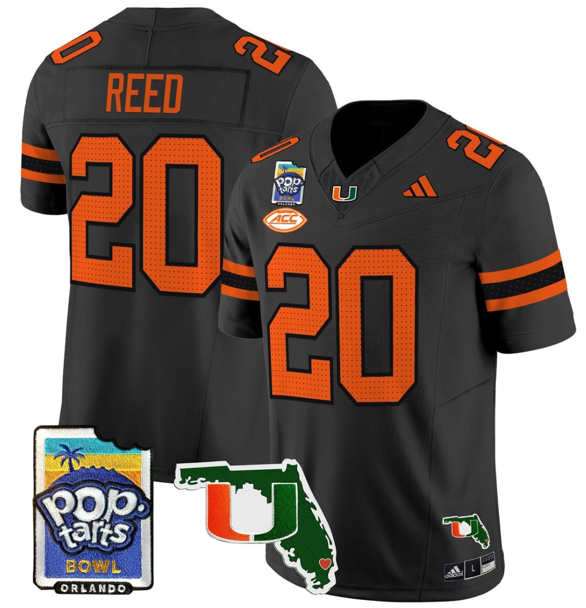 Ed Reed Jersey #20 Miami Hurricanes 2025 PopTarts Bowl Patch Stitched Football 1 Ed Reed Jersey #20 Miami Hurricanes 2025 PopTarts Bowl Patch Stitched Football