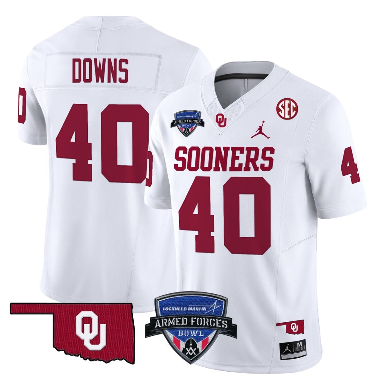 Ethan Downs Jersey #40 Oklahoma Sooners 2025 Armed Forces Bowl Patch Stitched Football 6 Ethan Downs Jersey #40 Oklahoma Sooners 2025 Armed Forces Bowl Patch Stitched Football - Image 6
