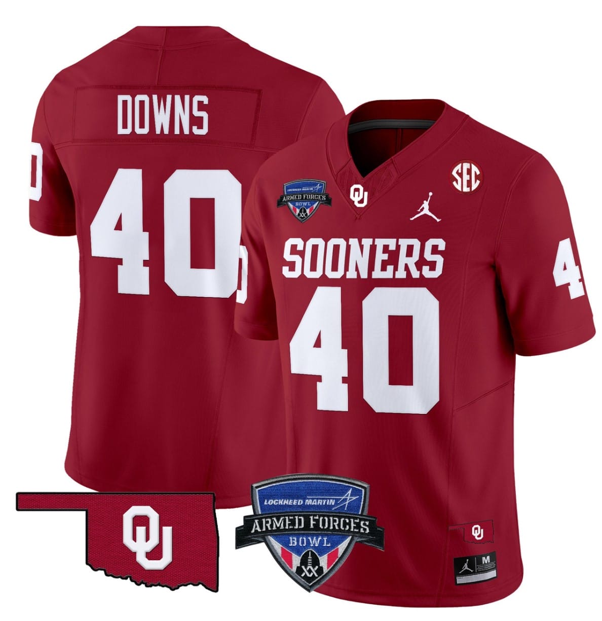 Ethan Downs Jersey #40 Oklahoma Sooners 2025 Armed Forces Bowl Patch Stitched Football 3 Ethan Downs Jersey #40 Oklahoma Sooners 2025 Armed Forces Bowl Patch Stitched Football - Image 3