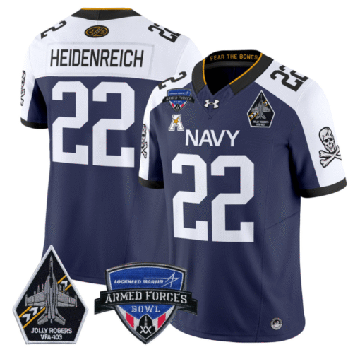 Eli Heidenreich Jersey #22 Navy Midshipmen 2025 Armed Forces Bowl Stitched Football - Image 5