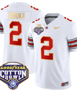 Alternative view of Emeka Egbuka Jersey #2 Ohio State 'Heritage Stripe' Cotton Bowl Stitched Football