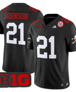 Emmett Johnson Jersey 21 Nebraska Cornhuskers 2024 Vapor V2 Football Black