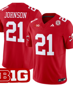 Emmett Johnson Jersey 21 Nebraska Cornhuskers 2024 Vapor V2 Football Red