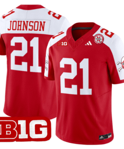 Emmett Johnson Jersey 21 Nebraska Cornhuskers 2024 Vapor V2 Football Red Alternate