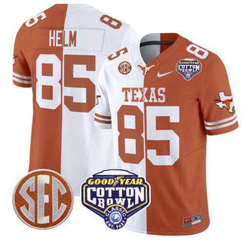 Gunnar Helm Jersey #85 Texas Longhorns Cotton Bowl Patch Stitched Football - Image 4