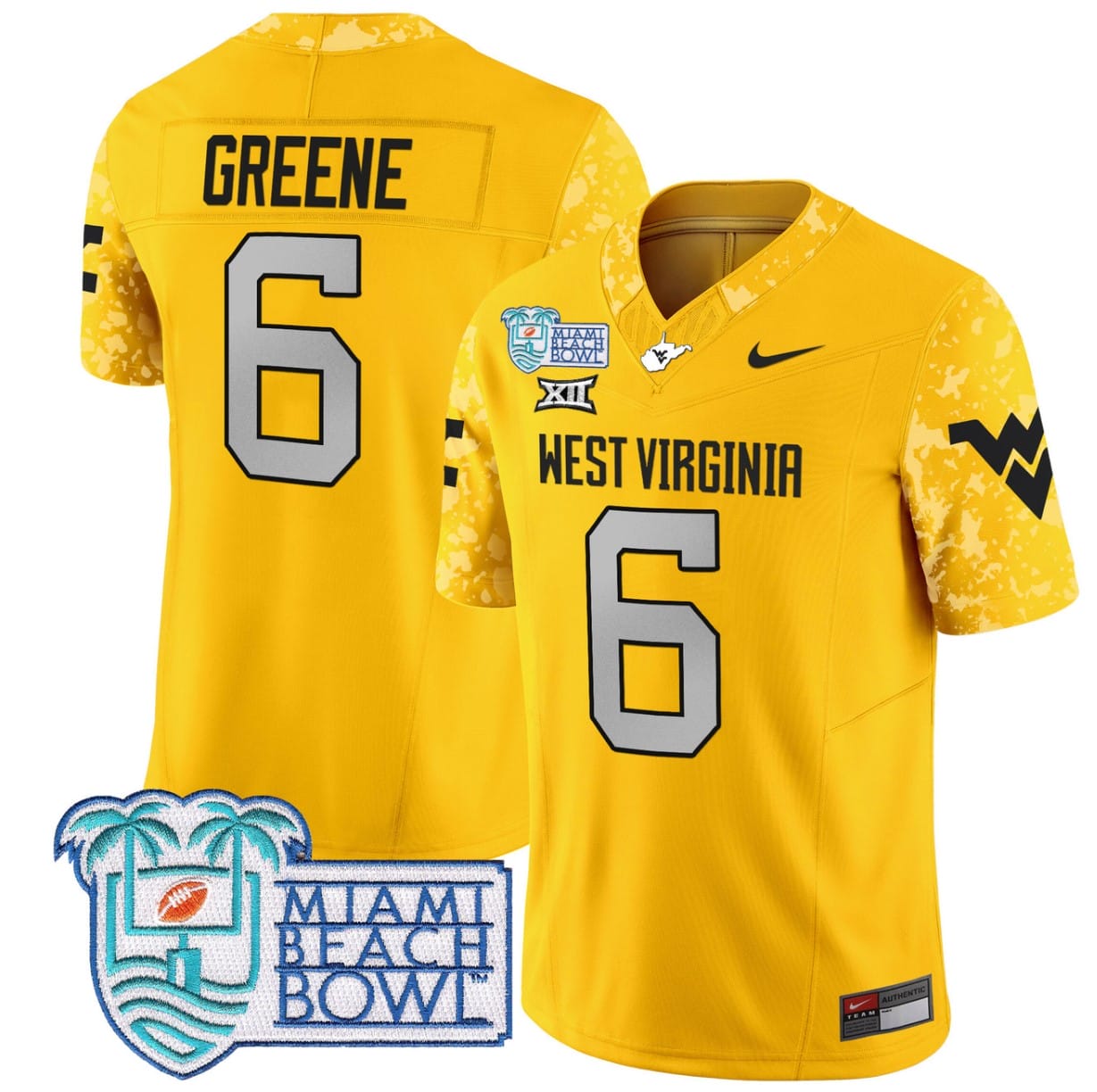 Garrett Greene Jersey #6 West Virginia Mountaineers 2025 Miami Beach Bowl Alternate Stitched Football 4 Garrett Greene Jersey #6 West Virginia Mountaineers 2025 Miami Beach Bowl Alternate Stitched Football - Image 4