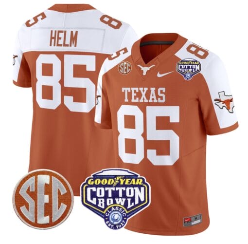 Gunnar Helm Jersey #85 Texas Longhorns Cotton Bowl Patch Stitched Football - Image 6