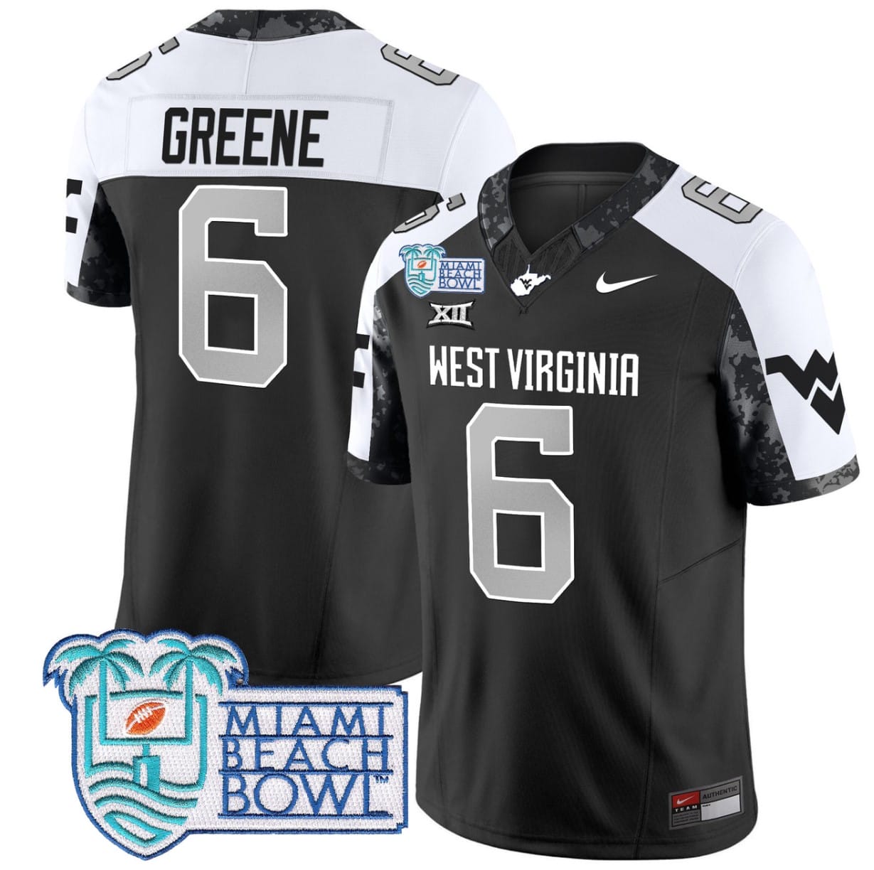 Garrett Greene Jersey #6 West Virginia Mountaineers 2025 Miami Beach Bowl Alternate Stitched Football 1 Garrett Greene Jersey #6 West Virginia Mountaineers 2025 Miami Beach Bowl Alternate Stitched Football