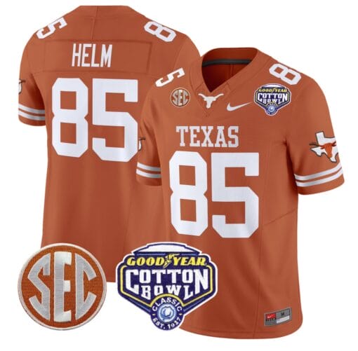 Gunnar Helm Jersey #85 Texas Longhorns Cotton Bowl Patch Stitched Football - Image 3