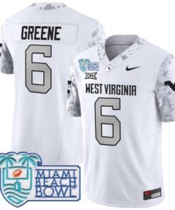 Alternative view of Garrett Greene Jersey #6 West Virginia Mountaineers 2025 Miami Beach Bowl Alternate Stitched Football