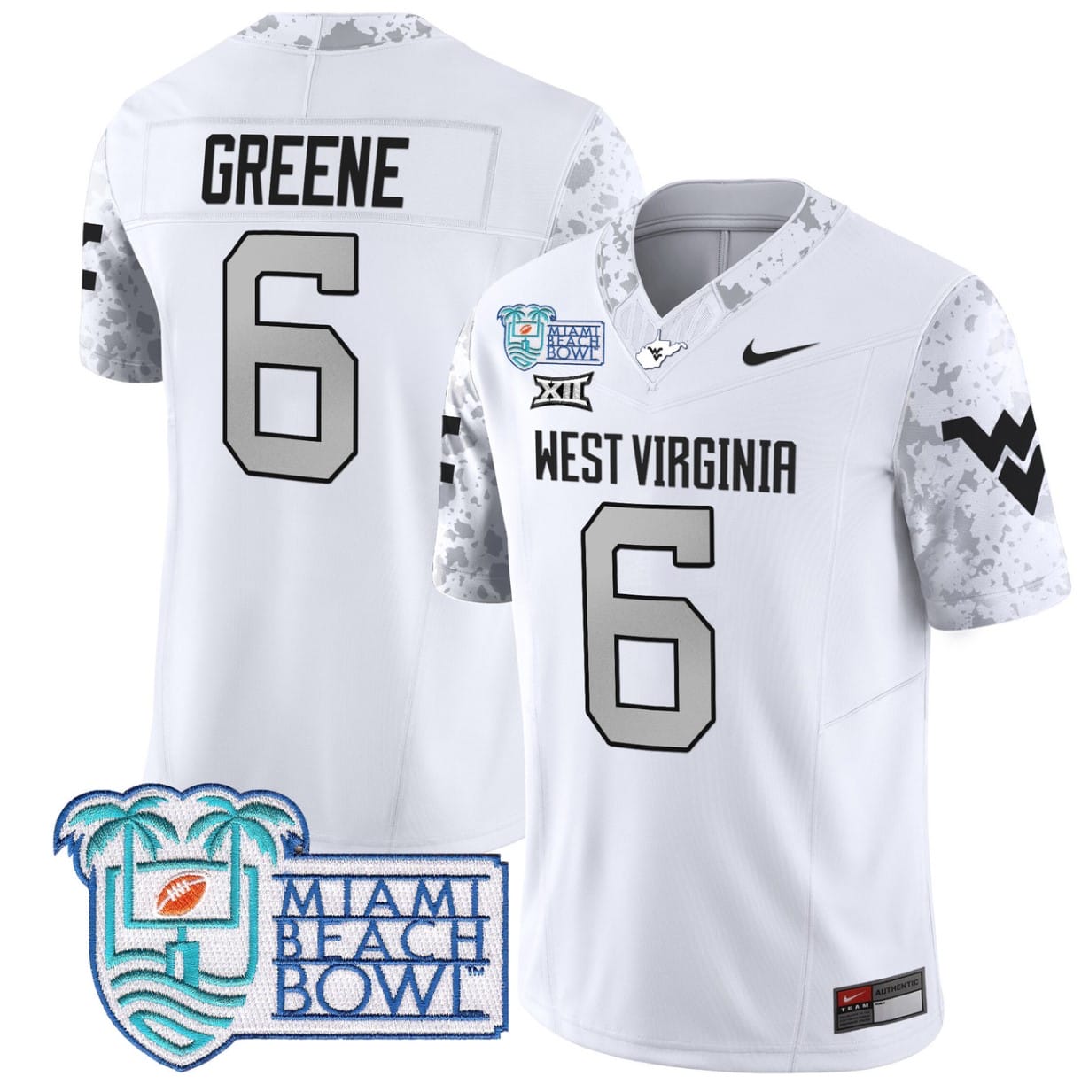 Garrett Greene Jersey #6 West Virginia Mountaineers 2025 Miami Beach Bowl Alternate Stitched Football 2 Garrett Greene Jersey #6 West Virginia Mountaineers 2025 Miami Beach Bowl Alternate Stitched Football - Image 2
