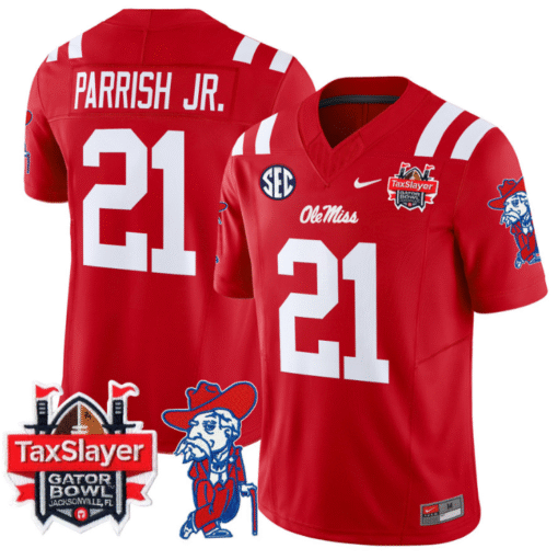 Henry Parrish Jr Jersey #21 Ole Miss Rebels 2025 Gator Bowl Patch Stitched Football - Image 3