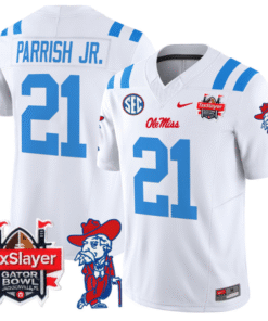 Henry Parrish Jr Jersey #21 Ole Miss Rebels 2025 Gator Bowl Patch Stitched Football
