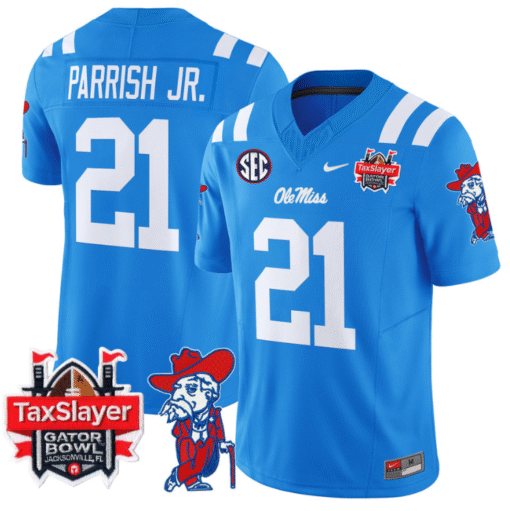 Henry Parrish Jr Jersey #21 Ole Miss Rebels 2025 Gator Bowl Patch Stitched Football - Image 5