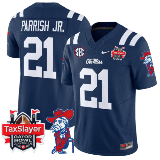 Henry Parrish Jr Jersey #21 Ole Miss Rebels 2025 Gator Bowl Patch Stitched Football - Image 6