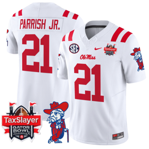 Henry Parrish Jr Jersey #21 Ole Miss Rebels 2025 Gator Bowl Patch Stitched Football - Image 2