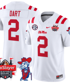 Alternative view of Jaxson Dart Jersey #2 Ole Miss Rebels 2025 Gator Bowl Patch Stitched Football