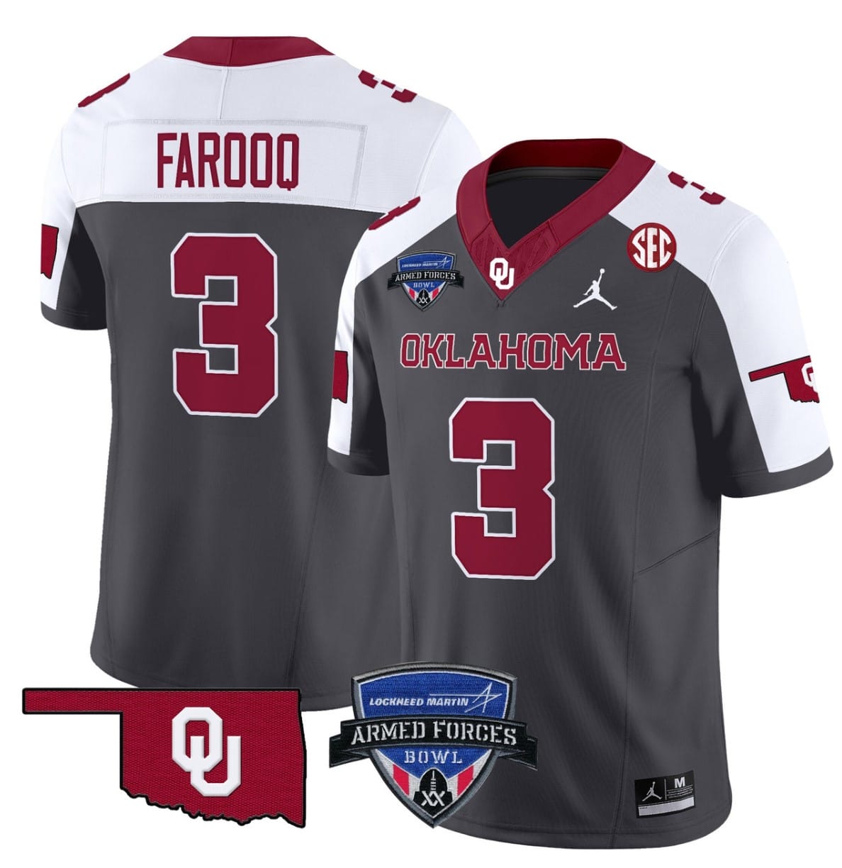 Jalil Farooq Jersey #3 Oklahoma Sooners 2025 Armed Forces Bowl Patch Stitched Football 3 Jalil Farooq Jersey #3 Oklahoma Sooners 2025 Armed Forces Bowl Patch Stitched Football - Image 3