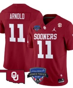 Jackson Arnold Jersey #11 Oklahoma Sooners 2025 Armed Forces Bowl Patch Stitched Football 9 J43KACX