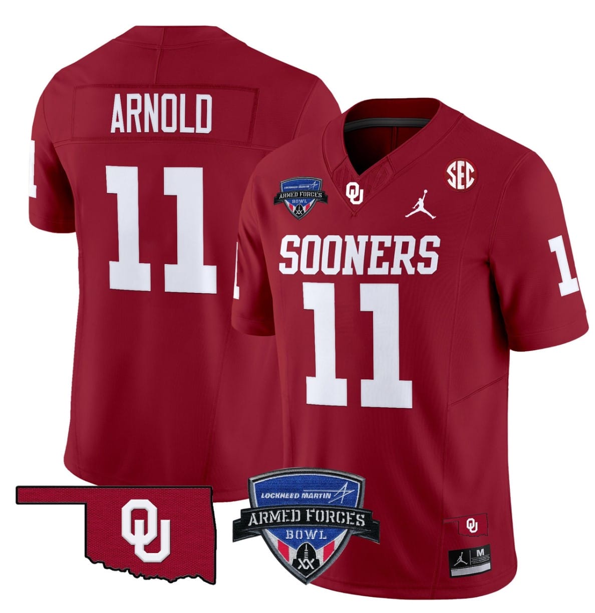 Jackson Arnold Jersey #11 Oklahoma Sooners 2025 Armed Forces Bowl Patch Stitched Football 4 Jackson Arnold Jersey #11 Oklahoma Sooners 2025 Armed Forces Bowl Patch Stitched Football - Image 4