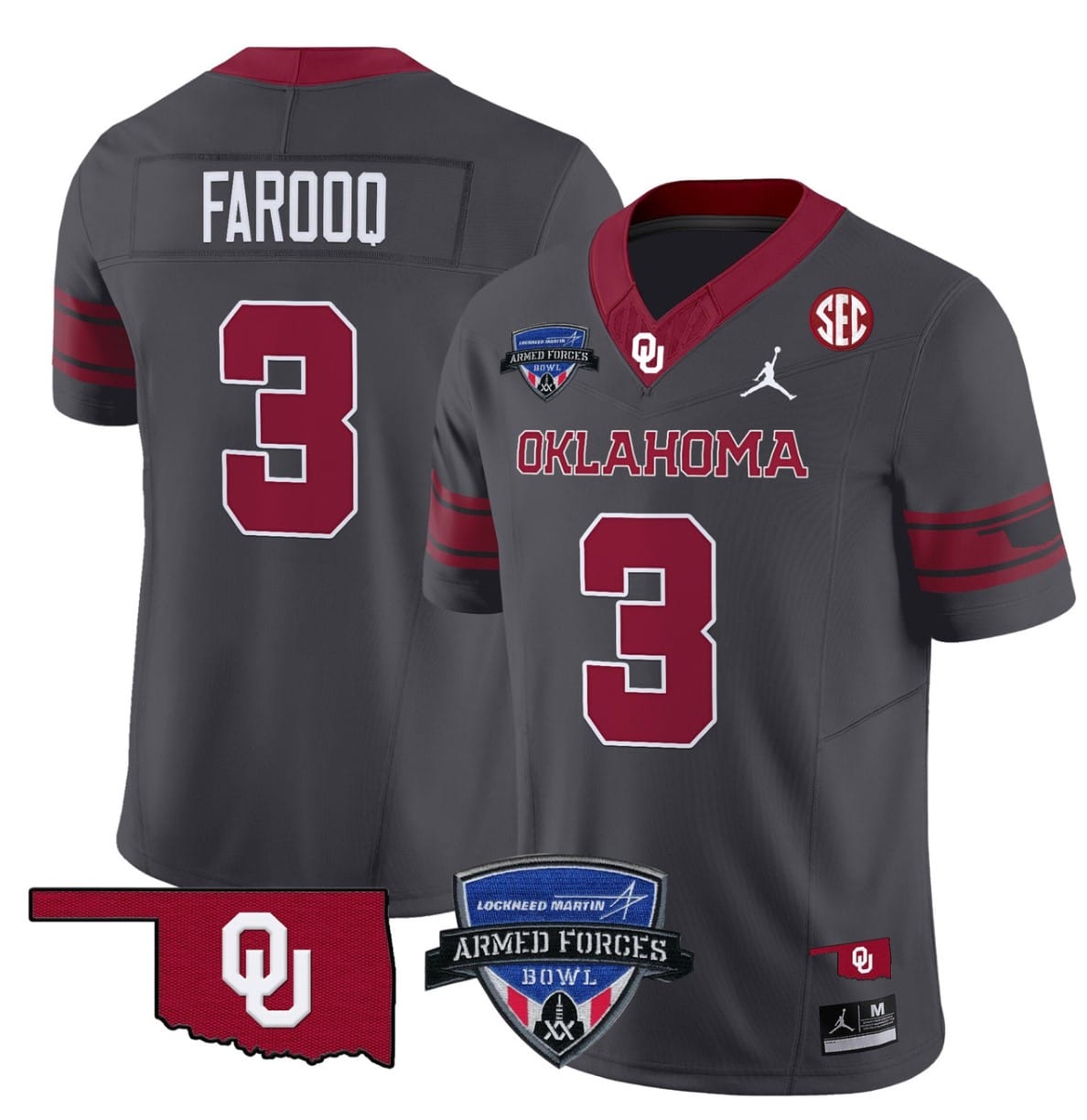 Jalil Farooq Jersey #3 Oklahoma Sooners 2025 Armed Forces Bowl Patch Stitched Football 6 Jalil Farooq Jersey #3 Oklahoma Sooners 2025 Armed Forces Bowl Patch Stitched Football - Image 6