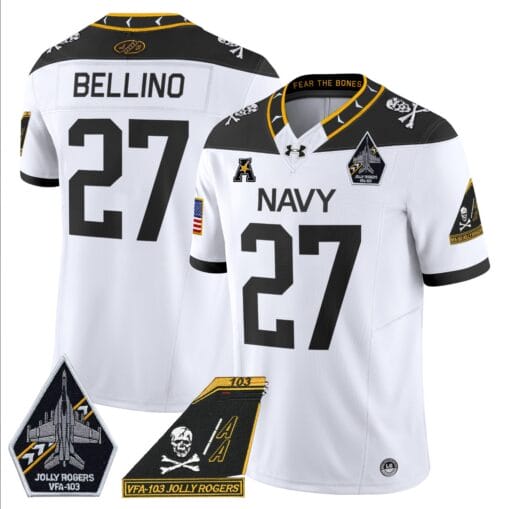 Joe Bellino Jersey #27 Navy Midshipmen 2024 Jolly Rogers Patch Stitched Football - Image 2