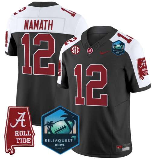 Joe Namath Jersey #12 Alabama Crimson Tide 2025 ReliaQuest Bowl Stitched Football