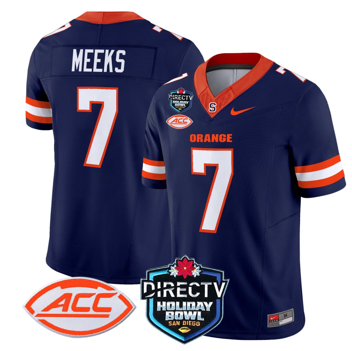 Jackson Meeks Jersey #7 Syracuse Orange 2025 Holiday Bowl Patch Stitched Football 5 Jackson Meeks Jersey #7 Syracuse Orange 2025 Holiday Bowl Patch Stitched Football - Image 5