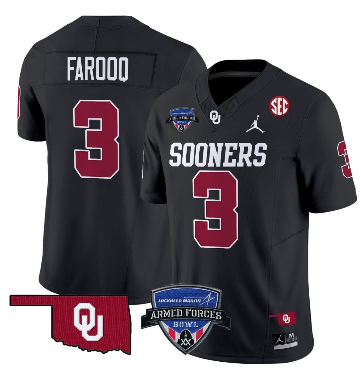 Jalil Farooq Jersey #3 Oklahoma Sooners 2025 Armed Forces Bowl Patch Stitched Football 5 Jalil Farooq Jersey #3 Oklahoma Sooners 2025 Armed Forces Bowl Patch Stitched Football - Image 5