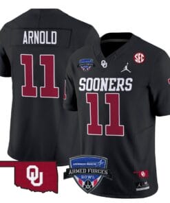 Jackson Arnold Jersey #11 Oklahoma Sooners 2025 Armed Forces Bowl Patch Stitched Football 10 J6Z6ZVH