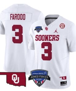 Alternative view of Jalil Farooq Jersey #3 Oklahoma Sooners 2025 Armed Forces Bowl Patch Stitched Football