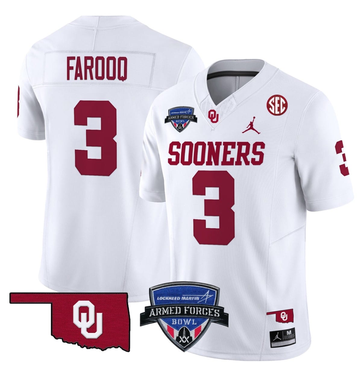 Jalil Farooq Jersey #3 Oklahoma Sooners 2025 Armed Forces Bowl Patch Stitched Football 2 Jalil Farooq Jersey #3 Oklahoma Sooners 2025 Armed Forces Bowl Patch Stitched Football - Image 2