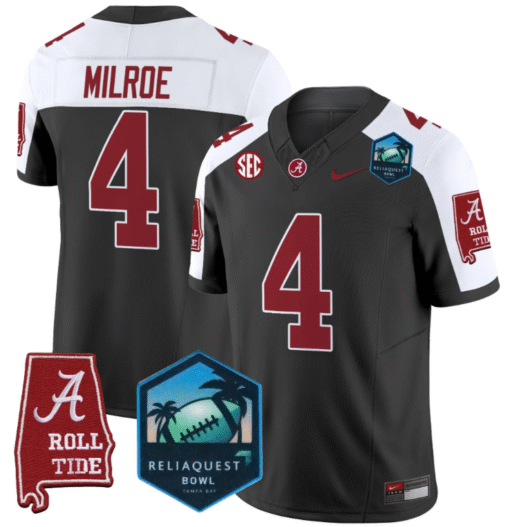 Jalen Milroe Jersey #4 Alabama Crimson Tide 2025 ReliaQuest Bowl Stitched Football