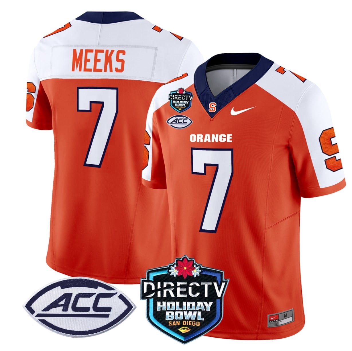 Jackson Meeks Jersey #7 Syracuse Orange 2025 Holiday Bowl Patch Stitched Football 4 Jackson Meeks Jersey #7 Syracuse Orange 2025 Holiday Bowl Patch Stitched Football - Image 4