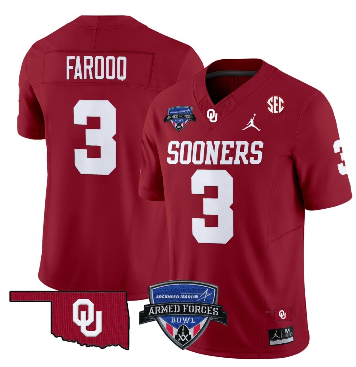 Jalil Farooq Jersey #3 Oklahoma Sooners 2025 Armed Forces Bowl Patch Stitched Football 4 Jalil Farooq Jersey #3 Oklahoma Sooners 2025 Armed Forces Bowl Patch Stitched Football - Image 4