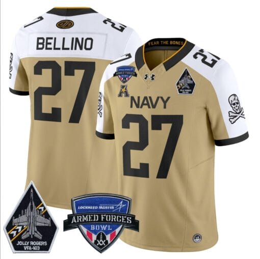 Joe Bellino Jersey #27 Navy Midshipmen 2025 Armed Forces Bowl Patch Stitched Football