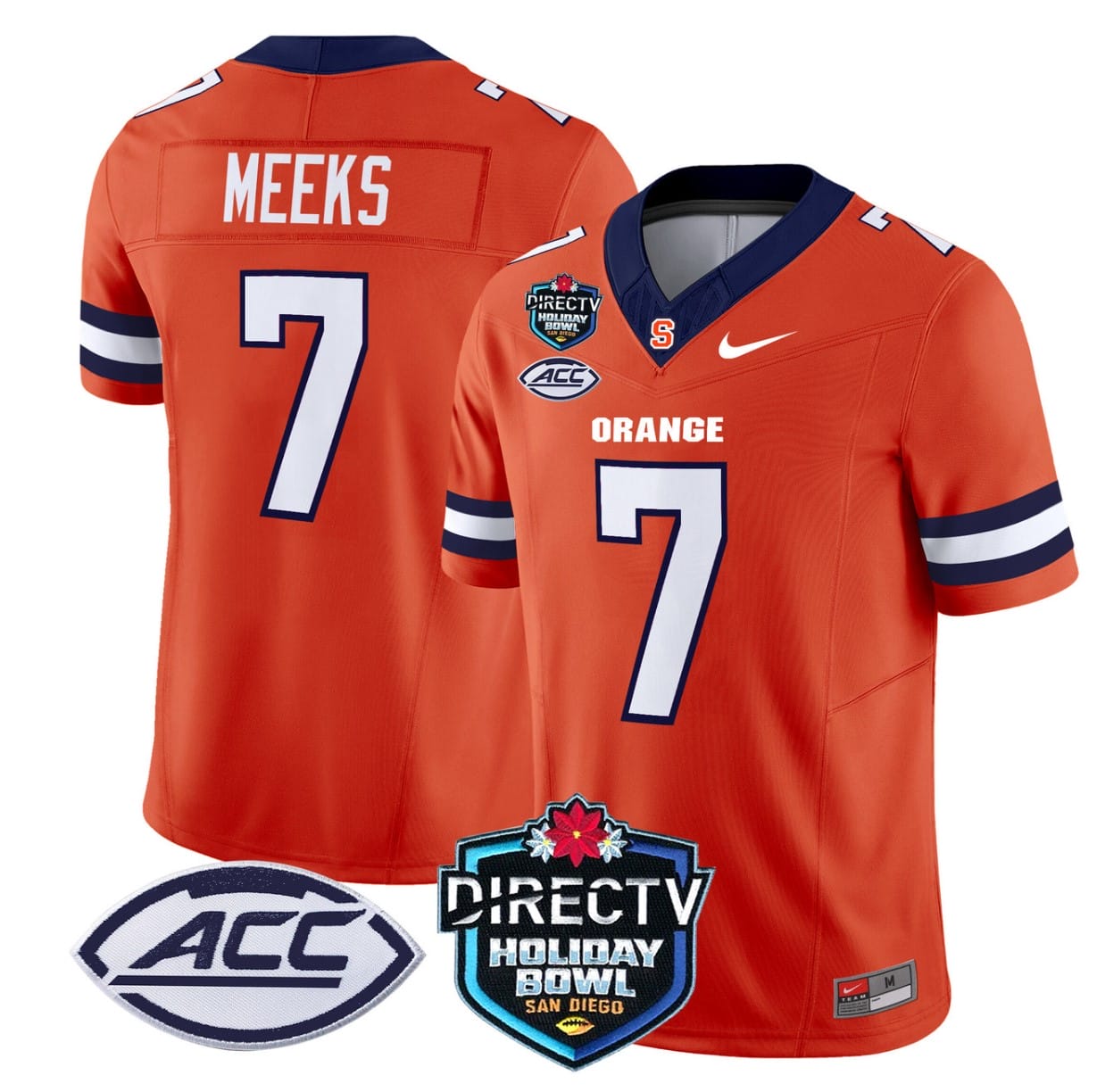 Jackson Meeks Jersey #7 Syracuse Orange 2025 Holiday Bowl Patch Stitched Football 3 Jackson Meeks Jersey #7 Syracuse Orange 2025 Holiday Bowl Patch Stitched Football - Image 3