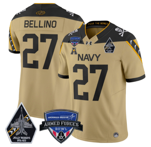Joe Bellino Jersey #27 Navy Midshipmen 2025 Armed Forces Bowl Stitched Football