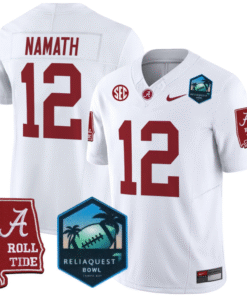 Alternative view of Joe Namath Jersey #12 Alabama Crimson Tide 2025 ReliaQuest Bowl Stitched Football