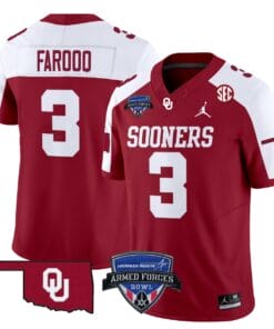 Jalil Farooq Jersey #3 Oklahoma Sooners 2025 Armed Forces Bowl Patch Stitched Football