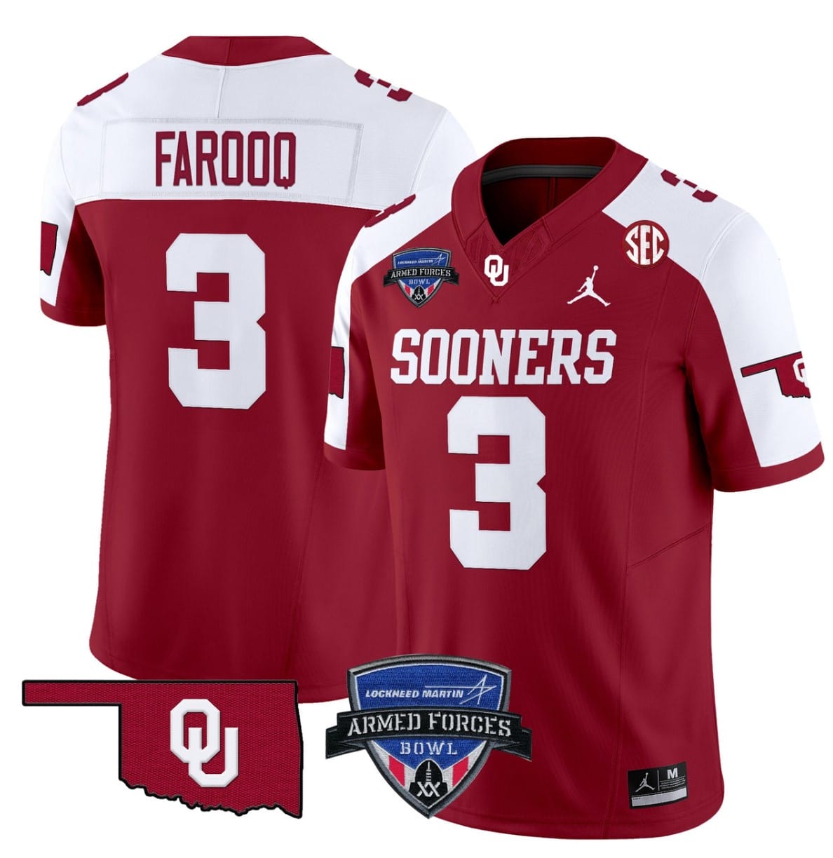 Jalil Farooq Jersey #3 Oklahoma Sooners 2025 Armed Forces Bowl Patch Stitched Football 1 Jalil Farooq Jersey #3 Oklahoma Sooners 2025 Armed Forces Bowl Patch Stitched Football