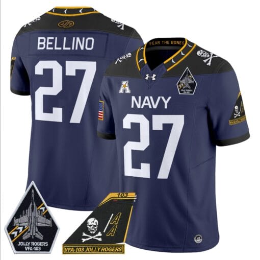 Joe Bellino Jersey #27 Navy Midshipmen 2024 Jolly Rogers Patch Stitched Football - Image 3