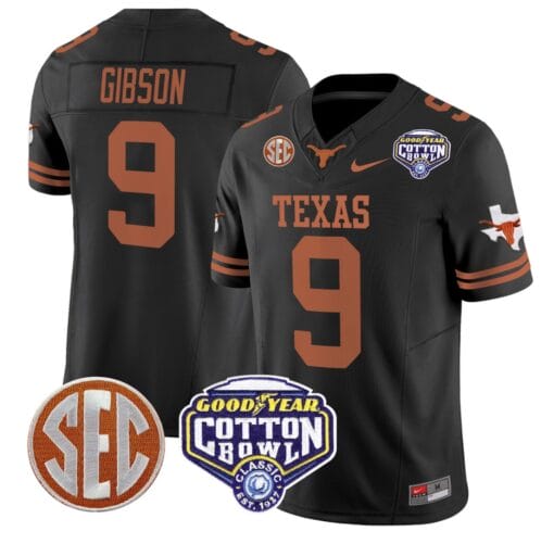 Jerrick Gibson Jersey #9 Texas Longhorns Cotton Bowl Patch Stitched Football - Image 5