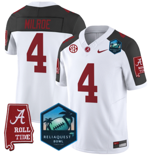 Jalen Milroe Jersey #4 Alabama Crimson Tide 2025 ReliaQuest Bowl Stitched Football - Image 2