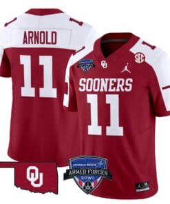 Jackson Arnold Jersey #11 Oklahoma Sooners 2025 Armed Forces Bowl Patch Stitched Football